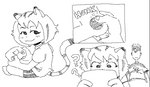 anthro blush console-tan doug_(series) felid feline female gaming human looking_back male mammal monochrome playing_video_game question_mark sitting skeeter_valentine tiger_electronics tiger_electronics-tan unknown_artist