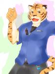 anthro clothing kemono looking_at_viewer male moobs open_mouth solo stripes pousuto utau oyupo_kogane felid mammal pantherine tiger 2011 3:4 hi_res