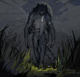 ambiguous_gender anthro dark eyeless field grass moon night plant solo hollow themefinland mythology canid canine canis humanoid mammal monster mythological_canine mythological_creature werecanid werecanine werecreature werewolf wolf invalid_tag