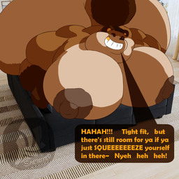 anthro big_butt big_moobs big_nipples brown_body brown_fur butt countershading fur furniture gold_(metal) gold_tooth grin huge_butt huge_moobs huge_nipples humor hyper hyper_butt hyper_moobs hyper_nipples kemono looking_at_viewer male moobs morbidly_obese morbidly_obese_anthro morbidly_obese_male nipples obese obese_anthro obese_male overweight overweight_anthro overweight_male penetration photo_background ridiculous_fit simple_background size_difference smile sofa solo stock_image sumo tail text wide_grin fujiyama_samoyed bed_couch_meme libra_(fujiyamasamoyed) canid canine mammal raccoon_dog tanuki 1:1 cel_shading draw_over english_text hi_res meme photography_(artwork) shaded watermark