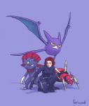 ambiguous_gender female group membrane_(anatomy) membranous_wings pose size_difference team_pose wings feriowind disney nintendo pokemon black_widow_(marvel) ariados bat crobat generation_2_pokemon generation_4_pokemon human mammal pokemon_(species) weavile crossover