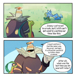 ambiguous_gender anthro dialogue feral grass group male one_eye_closed plant raised_hand speech_bubble standing text watching_from_afar water_gun_(move) scribzag nintendo pokemon pokemon_mystery_dungeon spike_chunsoft dusknoir_(eotds) grovyle_the_thief dusknoir generation_3_pokemon generation_4_pokemon grovyle mudkip pokemon_(species) treecko 2026 comic digital_media_(artwork) english_text