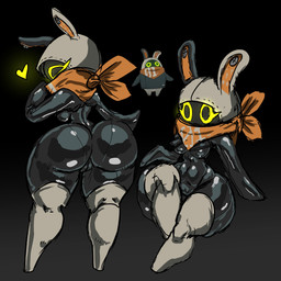 anthro black_body breasts butt female genitals glistening glistening_body glistening_breasts glistening_butt heart_symbol machine shortstack shortstack_female solo vulva wide_hips gausscannon mihoyo zenless_zone_zero eous_(zenless_zone_zero) bangboo robot 1:1 2024 absurd_res hi_res