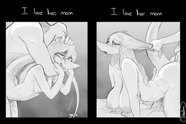 5_fingers ahegao anthro anthro_penetrated areola arm_around_neck arm_bite bed big_areola big_breasts big_butt bite bodily_fluids breast_size_difference breasts butt cum cum_in_vagina cum_inside curvy_figure dialogue doggystyle eyelashes faceless_character faceless_human faceless_male female female_on_human female_penetrated fingers freckled_breasts freckled_butt freckled_face freckled_legs freckled_shoulders freckled_tail freckles from_behind_position furniture genital_fluids group hair hair_grab hourglass_figure huge_areola human_on_anthro human_penetrating human_penetrating_anthro human_penetrating_female interspecies leaking leaking_cum long_tail looking_pleasured male male/female male_on_anthro male_penetrating male_penetrating_anthro male_penetrating_female mature_anthro mature_female nipples nude nude_anthro nude_female nude_human nude_male on_bed penetration penile penile_penetration penis_in_vagina sex smile snout sweat sweatdrop tail tail_motion tail_tuft tailwag teeth text thick_thighs touching_hair trio tuft vaginal vaginal_penetration voluptuous voluptuous_anthro voluptuous_female wide_hipped_anthro wide_hipped_female wide_hips ratherdevious cavemanon_studios puppet_pals snoot_game judee tarja_(snoot_game) dinosaur human mammal prehistoric_species reptile saurischian scalie theropod troodon troodontid 2025 absurd_res artist_name english_text greyscale hi_res monochrome watermark daughter_(lore) mother_(lore) mother_and_child_(lore) mother_and_daughter_(lore) parent_(lore) parent_and_child_(lore) parent_and_daughter_(lore)