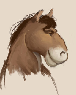 anthro blue_eyes brown_body brown_fur brown_hair ears_up fur hair looking_forward male smile solo reynard_goodfellow equid equine horse mammal 4:5 headshot_portrait hi_res portrait