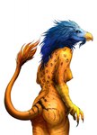 anthro beak breasts claws female fur markings nipples non-mammal_nipples nude solo spots spotted_body spotted_fur striped_body striped_fur stripes tail_brush molvno mythology avian gryphon hybrid mythological_avian mythological_creature