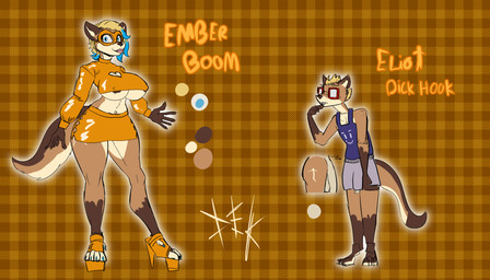 anthro big_breasts breasts clothed clothing female heart_symbol huge_breasts male mature_female nerd striper tail text destruteka mammal mustelid otter 7:4 english_text hi_res model_sheet mother_(lore) mother_and_child_(lore) mother_and_son_(lore) parent_(lore) parent_and_child_(lore) parent_and_son_(lore) son_(lore)