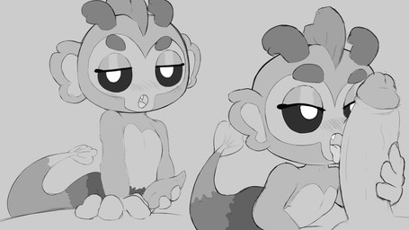 animal_genitalia anthro duo erection fin genitals looking_at_viewer male male/male nude penis simple_background solo_focus split_form tail teeth bluedeluge bloons_tower_defense ninja_kiwi mermonkey_(bloons) aquatic haplorhine mammal merfolk monkey primate 16:9 hi_res monochrome widescreen