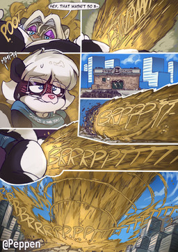 anthro aroused_face big_butt blue_eyes blush blush_lines butt city city_destruction clothed clothing crater destroyed_building destroyed_city destruction dialogue dominant dominant_anthro dominant_female duo eyewear fart fart_cloud fart_fetish farting_female farting_on_another farting_on_face female female/female female_farting glasses hyper hyper_fart moan onomatopoeia partially_clothed partially_clothed_anthro partially_clothed_female purple_eyelids shirt sound_effects speech_bubble studio t-shirt text topwear wearing_glasses peppen_draws sabrina_online sabrina_(sabrina_online) zig_zag felid hybrid mammal mephitid pantherine skunk tiger 2026 absurd_res comic english_text hi_res