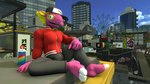 anthro barefoot black_bottomwear black_cap black_clothing black_pants blonde_hair blue_sky bottomwear building city city_background clothing detailed_background feet hair hand_on_ground hand_on_knee hand_on_leg long_ears male muscular muscular_anthro muscular_male pants pecs pink_body pink_skin red_clothing red_sweater red_sweater_vest red_topwear red_vest sitting sky solo spray_can sweater sweater_vest topwear vest white_body white_skin mightyk asian_mythology east_asian_mythology japanese_mythology level-5 mythology yo-kai_watch roughgraff lizard reptile scalie yokai 16:9 2024 3d_(artwork) digital_media_(artwork) hi_res widescreen