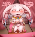 anthro big_breasts breasts clothed clothing female flustered skimpy solo thick_thighs undressing highoncoffee shangri-la_frontier elke_(shangri-la_frontier) lagomorph leporid mammal rabbit vorpal_bunny absurd_res hi_res