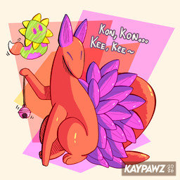 ambiguous_gender bell duo feral fur leaf orange_body orange_fur sitting smile kaypawz deltarune undertale_(series) floradinn netskie 1:1