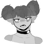 accessory anthro blush bow_ribbon collar female freckles hair_accessory hair_bow hair_ribbon looking_at_viewer ribbons simple_background solo twin_bows twin_hair_bows white_background cjfurs shorky_the_shork fish marine shark bust_portrait greyscale monochrome portrait