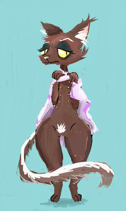 8_nipples anthro blue_background bottomless bottomless_female brown_body brown_fur brown_tail clothed clothing female fur genitals huge_hips hyper hyper_hips multi_nipple multicolored_body multicolored_fur nipples pink_nose pubes raised_clothing raised_topwear simple_background solo tail thick_thighs topwear vulva white_tail wide_hips yellow_eyes naircat domestic_cat felid feline felis mammal 2015 3:5 digital_drawing_(artwork) digital_media_(artwork)