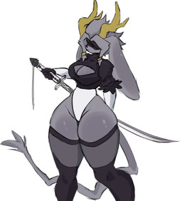 anthro antlers big_breasts blindfold breasts cleavage clothed clothing cosplay costume crossover_cosplay female fur gloves grey_body grey_fur grey_hair hair handwear high-angle_view horn huge_hips huge_thighs legwear leotard melee_weapon solo sword thick_thighs thigh_highs weapon wide_hips feonartist nier_automata platinumgames pseudoregalia sybil_(pseudoregalia) yorha_2b hybrid jackalope lagomorph leporid mammal rabbit 2025 crossover hi_res