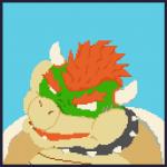 anthro blue_background blush collar horn male offscreen_character simple_background solo spiked_collar spikes text boarball mario_bros nintendo bowser koopa scalie 1:1 animated digital_media_(artwork) english_text pixel_(artwork) pixel_animation short_playtime