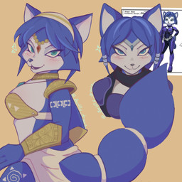 accessory anthro bandeau blue_body blue_fur blue_hair blush bodysuit breasts choker circlet clothing eyebrows eyelashes female fur hair hair_accessory hairband heart_symbol jewelry necklace skinsuit solo teal_eyes tight_clothing topwear white_body white_fur zectlix_draws nintendo star_fox krystal_(star_fox) canid canine fox mammal 1:1 2026 hi_res