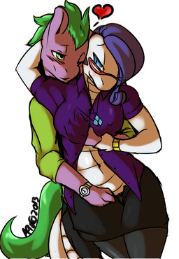 alternate_species anthro anthrofied blue_eyes blush bottomwear bracelet breasts clock clothing diamond_(gem) dragonification dragonified duo eyewear female gem glasses grabbing_from_behind green_eyes green_hair hair hand_on_breast heart_symbol horn hug interspecies jewelry legwear male male/female necklace ponification pupils shirt simple_background skirt slit_pupils stockings tail topwear undressing watch white_background wristwatch avante92 friendship_is_magic hasbro my_little_pony mythology rarity_(mlp) spike_(mlp) dragon equid equine mammal mythological_creature mythological_equine mythological_scalie scalie unicorn 2013 hi_res