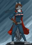 anthro brown_hair cape clothing female fur grey_body grey_fur hair hero looking_at_viewer red_cape red_clothing solo xefino the_adventure_of_xefino katherine_dickens artesian canid canine canis mammal wolf absurd_res digital_drawing_(artwork) digital_media_(artwork) hi_res tagme