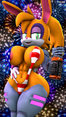 abs alcohol alcohol_bottle american_flag_bikini anthro areola areola_slip beverage beverage_bottle big_breasts bikini bottle breasts cheek_tuft clothing container cybernetic_arm cybernetic_leg cybernetic_limb cybernetics digit_ring eyelashes eyeshadow facial_tuft female fireworks flag_bikini flag_swimwear gloves green_eyes hair hand_on_hip handwear head_tuft holding_object holidays huge_breasts jewelry led_light looking_at_viewer machine makeup navel one-piece_swimsuit pink_nose ponytail purple_eyeshadow ring simple_background sling_bikini small_waist smile solo swimwear thick_thighs tuft two-piece_swimsuit wedding_ring whiskey whiskey_bottle white_clothing white_gloves white_handwear wide_hips relliksb kabalmystic_(modeler) 4th_of_july archie_comics sega sonic_the_hedgehog_(archie) sonic_the_hedgehog_(comics) sonic_the_hedgehog_(series) bunnie_rabbot cyborg lagomorph leporid mammal rabbit 3d_(artwork) 4k 9:16 absurd_res digital_media_(artwork) hi_res