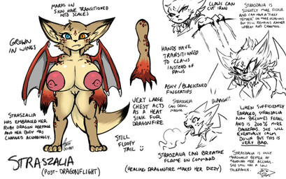anthro areola big_breasts blue_eyes breasts breath_powers brown_body brown_fur claws cleavage clothed clothing elemental_manipulation eyelashes facial_markings female fire fire_breathing fire_manipulation freckled_face freckles fur genitals head_markings heterochromia huge_breasts long_eyelashes markings multicolored_body multicolored_fur nipple_dip nipples nude orange_eyes scale_markings scales shortstack shortstack_female solo tan_body tan_fur text thick_thighs tuft vulva wide_hips wings glubtastic blizzard_entertainment mythology warcraft straszalia_(glubtastic) canid canine dragon fox hybrid mammal mythological_creature mythological_scalie scalie vulpera 2024 english_text model_sheet signature
