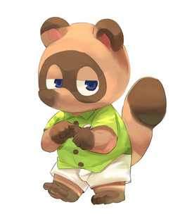 anthro blue_eyes bottomwear brown_body brown_fur chibi clothing fur humanoid_hands kemono male shirt shorts simple_background slightly_chubby solo topwear white_background masshiro animal_crossing nintendo tom_nook_(animal_crossing) canid canine mammal raccoon_dog tanuki 2020