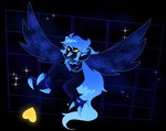 anthro armor beak blue_beak blue_body blue_hair blue_wings breastplate clothed clothing feathers feet female grid hair long_hair looking_at_viewer planet simple_background solo space star talons toes translucent translucent_wings wings yellow_eyes jam_as_day_(artist) undertale undertale_(series) undertale_yellow martlet_(zenith_form) avian bird absurd_res digital_media_(artwork) hi_res