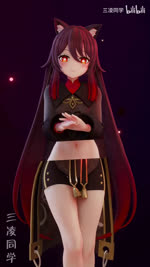 belly dancing female hair midriff navel ray_view red_eyes red_hair solo teasing unknown_artist genshin_impact mihoyo hu_tao_(genshin_impact) animal_humanoid cat_humanoid felid felid_humanoid feline feline_humanoid humanoid mammal mammal_humanoid 3d_(artwork) 3d_animation 9:16 animated digital_media_(artwork) hi_res short_playtime sound webm