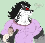 anthro anthrofied big_muscles black_hair blush clothing duo hair looking_aside male muscular nipple_fetish nipple_play nipple_suck shirt size_difference sucking sucking_thru_shirt topwear touching_another mc_morrales nintendo pokemon generation_7_pokemon generation_8_pokemon obstagoon pokemon_(species) rockruff 2020