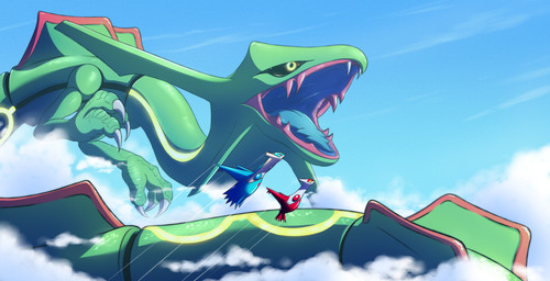 ambiguous_gender black_sclera blue_body blue_sky claws day feral finger_claws flying group long_body macro multicolored_body open_mouth outside red_body red_eyes size_difference sky trio two_tone_body white_body yellow_eyes introvertnacho nintendo pokemon generation_3_pokemon latias latios legendary_pokemon pokemon_(species) rayquaza 2024 hi_res