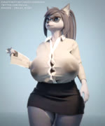 2021 3d_(artwork) 3d_animation 5:6 5_fingers animated anthro areola big_breasts blender_(artwork) blue_eyes bottomwear bouncing_breasts breasts butt canid canine clothed clothing dark_body dark_fur dark_hair digital_media_(artwork) eyewear female fingers fur furgonomics glasses hair hilwu huge_breasts long_hair mammal nipples no_sound orilas shirt short_playtime simple_background skirt sloshing_breasts solo tail tail_through_skirt thick_thighs topwear translucent translucent_clothing walk_cycle webm wide_hips