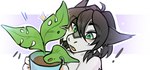 anthro black_hair eyebrows eyelashes fur green_eyes grey_body grey_fur hair plant simple_background f-r95 mythology fryaz_(f-r95) dragon furred_dragon furred_scalie mythological_creature mythological_scalie scalie 2022 digital_media_(artwork)