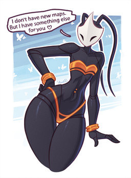 antennae_(anatomy) black_antennae black_arms black_body black_breasts black_exoskeleton black_fingers black_hands black_legs black_text breasts camel_toe clothed clothing exoskeleton navel solo text younit13 hollow_knight:_silksong hollow_knight_(franchise) team_cherry shakra_(hollow_knight:_silksong) arthropod 2025 absurd_res english_text hi_res