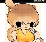 baseball_bat bat_(object) big_breasts breasts clothing female huge_breasts looking_at_viewer shirt smile solo t-shirt topwear wide_hips seiro_art go_to_horny_jail animal_humanoid canid canid_humanoid canine canine_humanoid dog_humanoid humanoid mammal mammal_humanoid shiba_inu_humanoid animated archived_source meme no_sound short_playtime webm