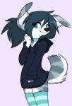 anthro blue_eyes clothed clothing female fur grey_body grey_fur hair smile solo aseethe vivi_(aseethe) canid canine canis domestic_dog mammal 2020 digital_media_(artwork)