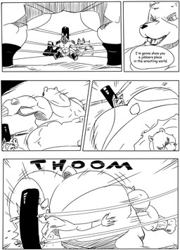 anthro big_butt butt butt_crush butt_slam butt_smother dialogue facesitting fighting_ring group huge_butt larger_male male male/male mask muscular muscular_anthro muscular_male overweight overweight_anthro overweight_male sitting_on_another size_difference smothering speech_bubble sports_mask sportswear text wrestling wrestling_mask wrestling_outfit reagan700 frenzy_(reagan700) hakon_(reagan700) masked_wolf_(crytus) red_fang_(reagan700) bear brown_bear canid canine canis grizzly_bear mammal mephitid skunk ursine wolf 2016 comic english_text hi_res monochrome