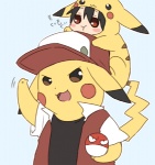 anthro anthrofied clothing duo fur hat headgear headwear male open_mouth pokemorph role_reversal tail yellow_body yellow_fur unknown_artist nintendo pokemon pokemon_trainer red's_pikachu red_(pokemon) generation_1_pokemon mammal pikachu pokemon_(species) rodent voltorb