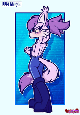 accessory anthro areola blush bodysuit breasts butt clothed clothing female fluffy fur green_eyes hair hair_accessory hairband looking_at_viewer nipples partially_clothed purple_areola skinsuit slim small_breasts solo tail tight_clothing whiskers lustragon aurora_(iestragon) canid canine fox mammal digital_drawing_(artwork) digital_media_(artwork) hi_res