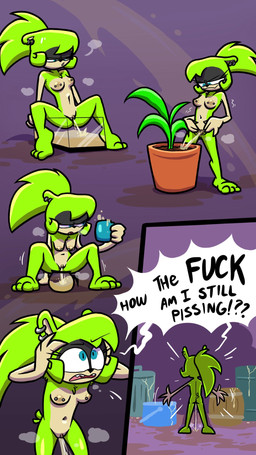 accessory anthro aquarium areola barrel blue_eyes bodily_fluids breasts breath coffee_cup coffee_mug coffee_pot container cup dialogue dream ear_piercing female fish_tank fur genital_fluids genitals green_body green_fur hair hair_accessory hairband infinite_genital_fluids infinite_urine nipple_piercing nipples nude nude_anthro nude_female oil_can peeing piercing plant plant_pot ponytail potted_plant shocked solo speech_bubble spread_legs spreading steam sweat sweatdrop tan_arms tan_breasts tan_chest tan_hands tan_mouth tan_torso text trash_can urine urine_stream vivarium vulva watersports yelling theenfman thepnfman idw_publishing sega sonic_the_hedgehog_(comics) sonic_the_hedgehog_(idw) sonic_the_hedgehog_(series) surge_the_tenrec afrosoricid mammal tenrec 2024 9:16 comic english_text hi_res sequence