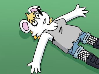 3_fingers anthro blonde_hair bottomwear clothing denim denim_bottomwear denim_clothing denim_shorts ear_piercing female fingers fishnet_clothing fishnet_legwear fur hair legwear lying on_back piercing shorts white_body white_fur diognes4846 normalsville pepsi_(normalsville) mammal mouse murid murine rodent 4:3