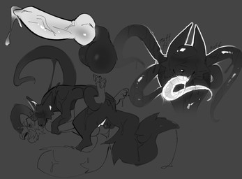 animal_genitalia animal_penis anthro anthro_on_feral anthro_penetrated balls bestiality big_balls bite bite_neck black_body blush bodily_fluids canine_genitalia canine_penis cum cum_inside dripping duo erection feet female female_penetrated feral feral_penetrating feral_penetrating_anthro feral_raping_anthro fluffy forced from_front_position fur genital_fluids genitals interspecies kissing knot knotted_penis long_tongue lying male male/female male_penetrating male_penetrating_female on_back open_mouth pawpads paws penetration penile penile_penetration penis precum rape saliva sex sheath simple_background slime tail tentacles toes tongue tongue_out vaginal vaginal_penetration keshunya xvii canid canine canis fox goo_creature mammal monster digital_media_(artwork) greyscale hi_res monochrome