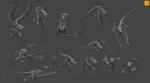 4_tails ambiguous_gender feral fight grey_background multi_tail multiple_poses pose simple_background solo tail darren_bartley love_death_+_robots netflix khanivore alien monster hi_res model_sheet