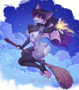 4_toes 5_fingers anthro areola black_body black_fur black_hair breasts detailed_background ear_piercing ear_ring feet female fingers fur hair looking_at_viewer night nipples nude outside piercing ring_piercing sky smile solo star starry_sky toes wings imanika lilith_barnes bat leaf-nosed_bat mammal microbat vampire_bat yangochiropteran digital_media_(artwork) shaded trans_(lore) trans_woman_(lore)