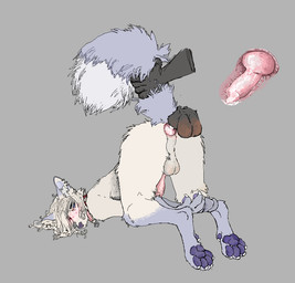 anal anal_knotting anal_penetration animal_genitalia animal_penis anthro anthro_on_anthro anthro_penetrated anthro_penetrating anthro_penetrating_anthro anus ass_up backsack balls blue_body blue_fur blush bodily_fluids butt canine_genitalia canine_penis collar collar_only cum cum_in_ass cum_inside cumshot dipstick_tail disembodied_hand disembodied_penis duo ear_piercing ear_ring ejaculation fur genital_fluids genitals gloves_(marking) grey_background internal internal_anal knot knotted_penis knotting leg_markings lying male male/male male_anthro male_penetrated male_penetrating male_penetrating_male markings nude nude_anthro nude_male on_front open_mouth pawpads paws penetration penile penile_penetration penis penis_in_ass perineum piercing presenting presenting_hindquarters ring_piercing sex sheath simple_background socks_(marking) submissive submissive_anthro submissive_male tail tail_grab tail_markings white_body white_fur jeffusherb canid canine mammal