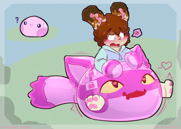 ambiguous_gender anthro black_eyes blue_clothing blue_hoodie blue_topwear blush blush_lines bondage_gear bondage_gloves brown_body brown_fur brown_hair buckteeth clothed clothing cute_fangs diaper exclamation_point fangs feral forced fur glistening glistening_body goo_diaper grass group hair handwear heart_eyes heart_symbol hoodie inner_ear_fluff lock_symbol locked_diaper looking_pleasured looking_up_at_another multicolored_body multicolored_fur no_symbol open_mouth outside pawpads pink_body pink_inner_ear pink_inner_ear_fluff pink_pawpads plant prohibition_sign purple_body question_mark simple_background sitting sitting_on_another speech_bubble spread_legs spreading subscribestar_username tan_body tan_fur teeth text topwear translucent_border trio tuft twitter_handle two_tone_body wearing_diaper worried yellow_eyes ludis-luteo slime_rancher ludis_(ludis-luteo) animate_inanimate diaper_creature domestic_cat felid feline felis hunter_slime hybrid lagomorph largo_slime leporid living_clothing mammal rabbit slime_(slime_rancher) artist_name full-length_portrait hi_res multiple_scenes portrait signature url