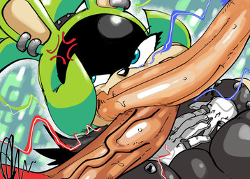 angry annoyed anthro big_penis blue_eyes close-up cross-popping_vein double_fellatio double_oral ear_piercing fellatio female genitals gloves_(marking) green_hair group hair huge_penis male male/female markings oral penile penis penis_in_mouth piercing sex trio 00blaq idw_publishing sega sonic_the_hedgehog_(comics) sonic_the_hedgehog_(idw) sonic_the_hedgehog_(series) knuckles_the_echidna sonic_the_hedgehog surge_the_tenrec afrosoricid mammal tenrec absurd_res hi_res