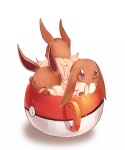 ambiguous_gender container cup group in_container in_cup micro pokeball pokemug standard_pokeball izusetsu if_it_fits_i_sits_(meme) nintendo pokemon canid canine eevee generation_1_pokemon mammal pokemon_(species) 5:6 meme