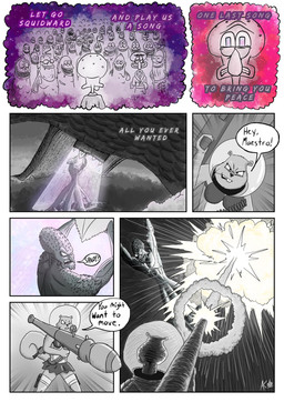 anthro bikini bodily_fluids breasts clothed clothing countershading crying dialogue female firing_weapon gore group holding_object holding_weapon male muscular muscular_male one_eye_closed ranged_weapon rocket_launcher speech_bubble swimwear tears tentacles text two-piece_swimsuit weapon stillinthesimulation nickelodeon spongebob_squarepants patrick_star sandy_cheeks squidward_tentacles squilliam_fancyson aquatic asterozoan cephalopod echinoderm mammal mollusk rodent sciurid starfish tree_squirrel comic english_text hi_res