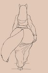 anthro big_butt butt clothed clothing female footwear fully_clothed furgonomics hair high_heels huge_butt nun nun_outfit shoes simple_background solo tail thick_thighs walking wide_hips jindragowolf edith_bellbottom canid canine fox mammal 2024 2:3 animated monochrome short_playtime