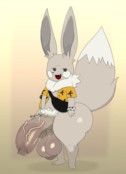 anthro anthrofied balls big_balls big_penis bodily_fluids clothed clothing foreskin fur genital_fluids genital_raphe genitals glans glistening glistening_genitalia glistening_glans glistening_penis grey_body grey_fur huge_balls huge_penis huge_thighs humanoid_genitalia humanoid_penis long_ears long_tail male open_clothing open_mouth open_shirt open_smile open_topwear penis pokemorph pouch_(clothing) precum pubes raphe_(anatomy) saggy_balls scratching scrotal_raphe shirt shortstack shortstack_male simple_background smile solo tail thick_thighs topwear white_body white_fur ic0nmon third-party_edit nintendo pokemon fan_character eevee generation_1_pokemon pokemon_(species) 2025 colored digital_media_(artwork) hi_res